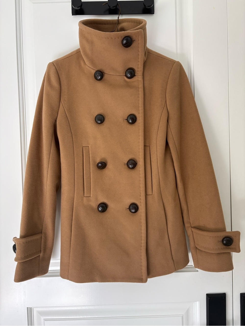 Babaton Double-Breasted Camel Brown Peacoat